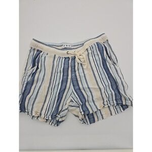 DASH Shorts by Kardashian Blue Striped Linen Blend Machine Washable Size S EUC